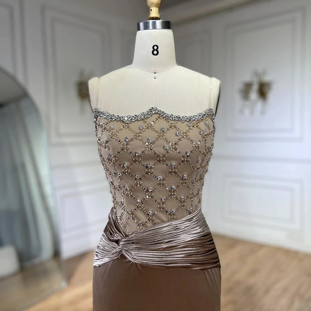 Serene Hill Velvet Mermaid Gown - Elegant Beaded Evening Dress for Women | Arabic Inspired Luxe Wedding Party Gown LA72327 | Perfect for Formal Events, Galas & Special Occasions