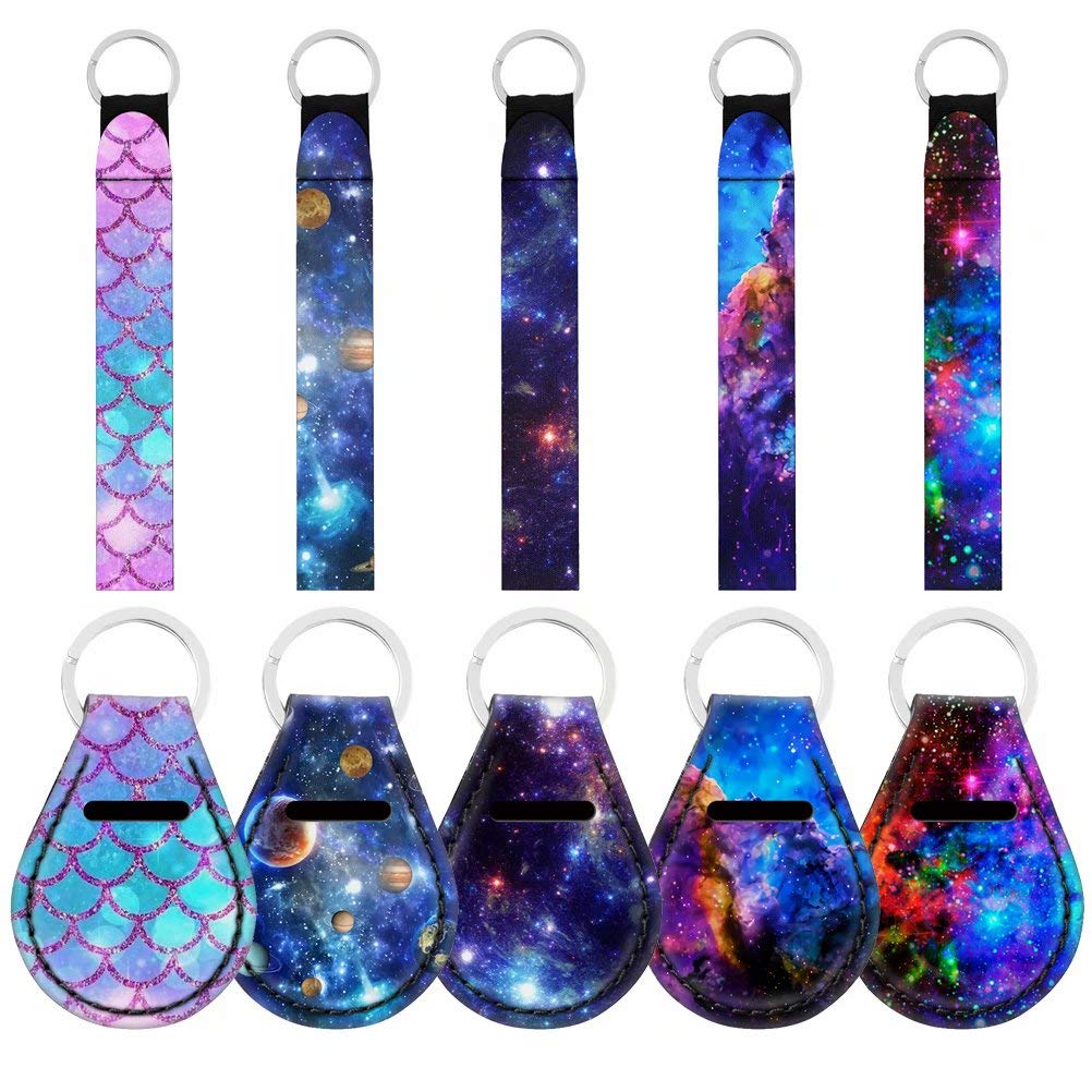 Galaxy Keychain Set for Women & Men - 10 Pcs Blue Space Keyrings for Couples, Gifts & Daily Use