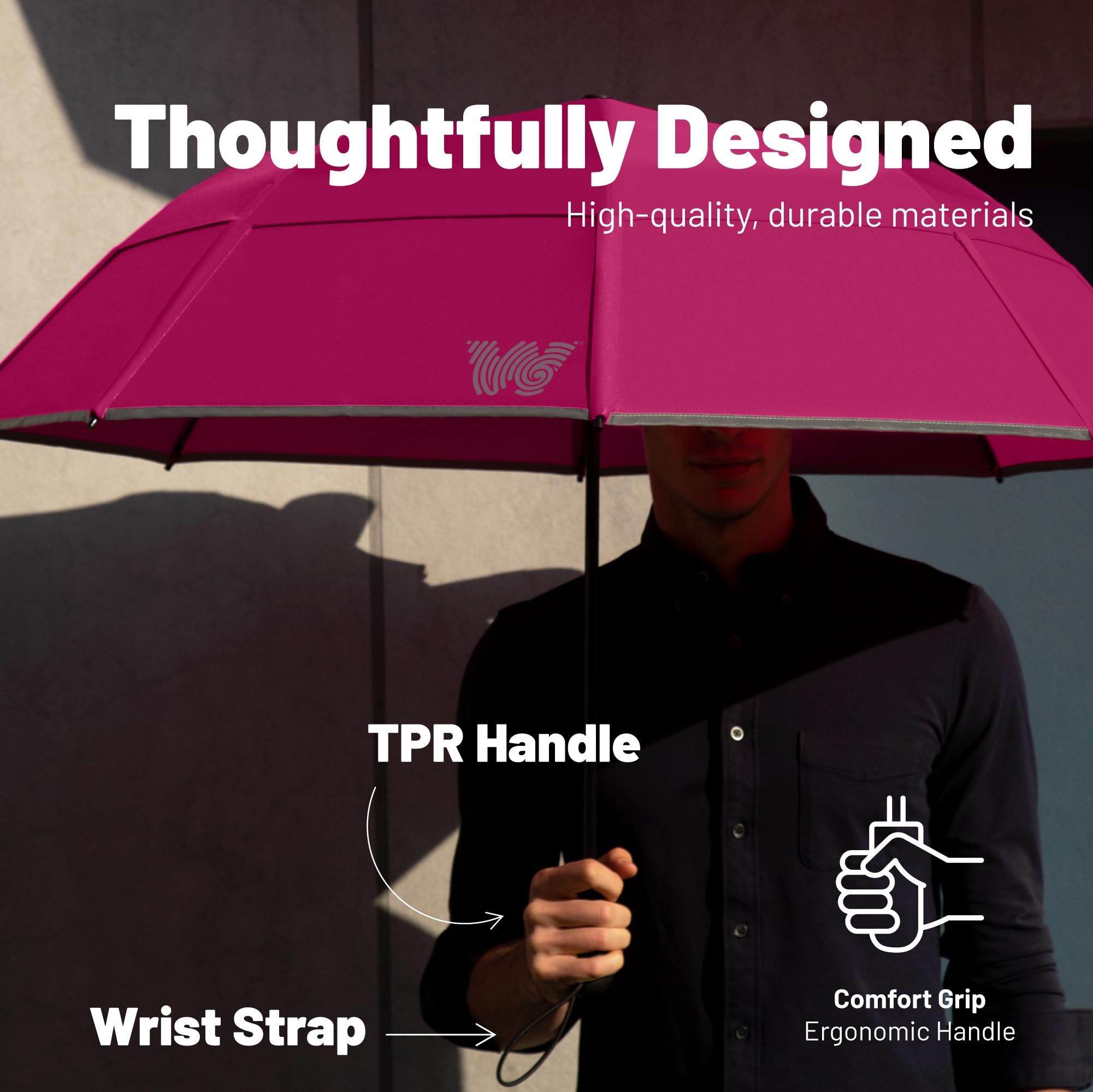 **Weatherproof Travel Umbrella - Compact, Windproof & Auto Open (Resists 55 MPH Winds) - Strong Fiberglass Frame - Perfect for Rain, Wind, Backpacking, Car & Daily Commute - Foldable & Portable (Red)**