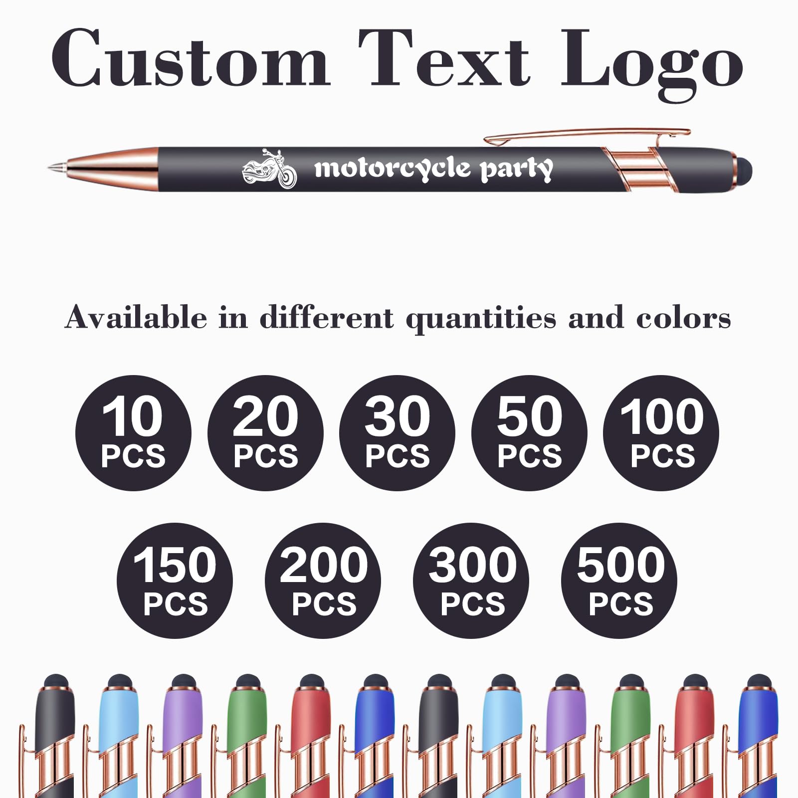 Custom Bulk Pens with Personalized Text & Logo - Stylus Tip & Black Ink - Perfect for Corporate Gifts, Promotional Events & Party Favors