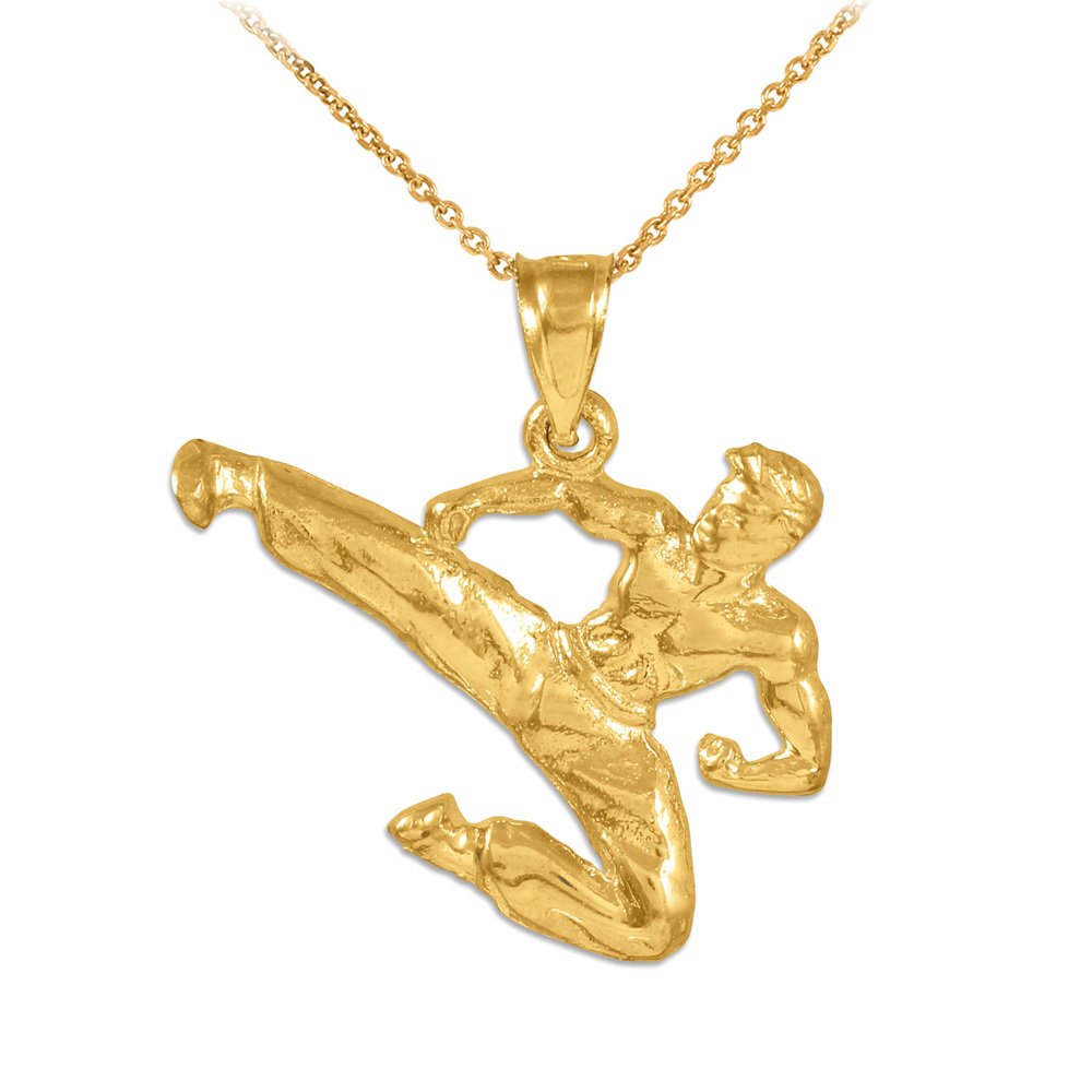 14K Gold Karate Charm Pendant Necklace for Martial Arts Enthusiasts - Perfect Gift for Sports Lovers & Training Motivation Jewelry