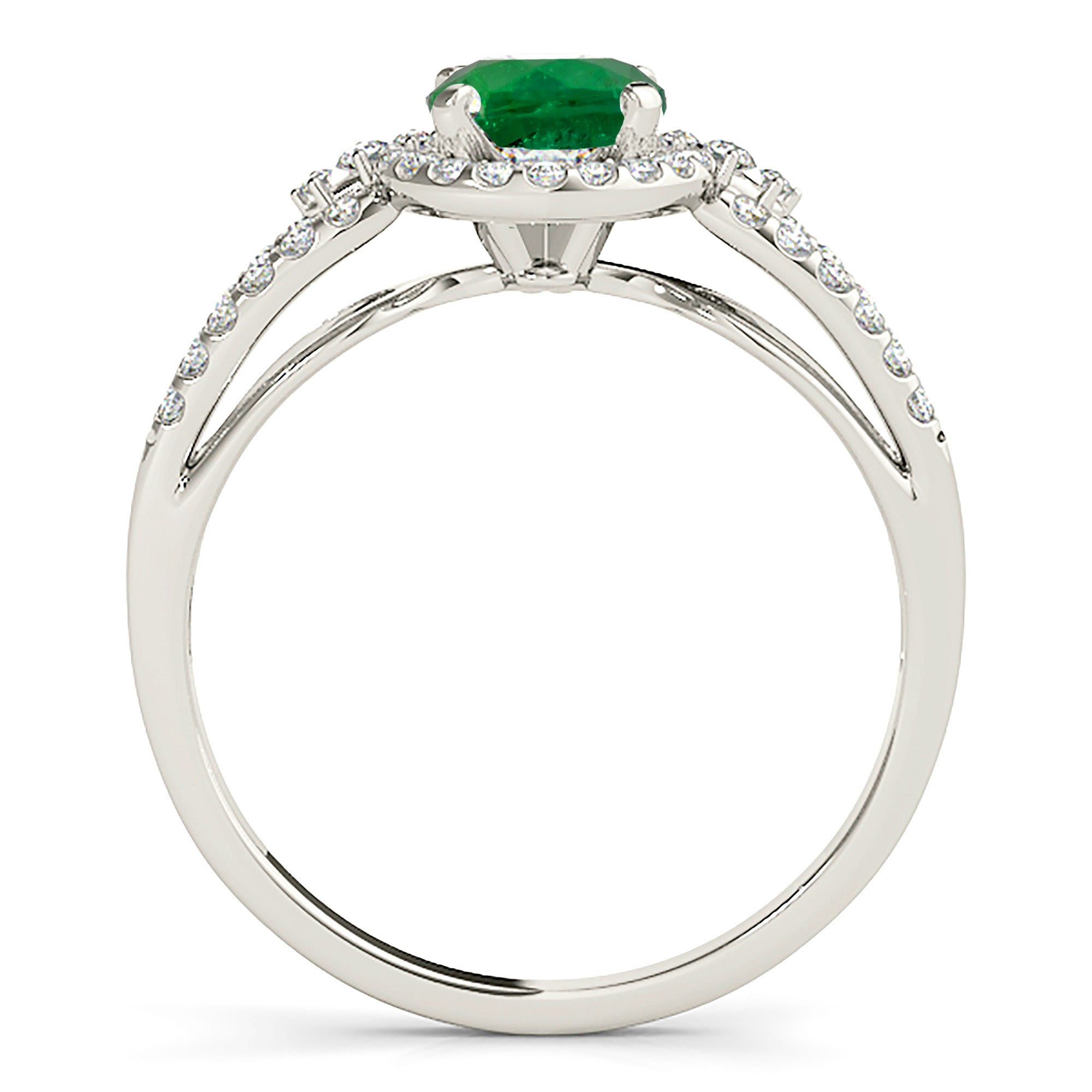 1.15 Carat Genuine Emerald Halo Ring with Open Leaf Diamond Band - Perfect for Engagement, Wedding & Anniversary Gifts