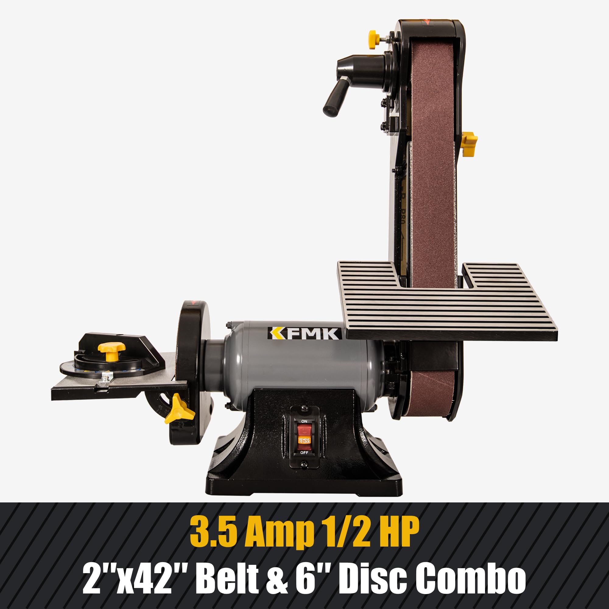 2x42 Inch Belt Sander & 6 Inch Disc Sander Combo - 3.5 Amp Bench Belt Sander for Woodworking, Metalworking & Knife Making - 1/2HP Power Tool for Sharpening & Sanding - Perfect for DIY Projects, Home Workshops & Professional Use