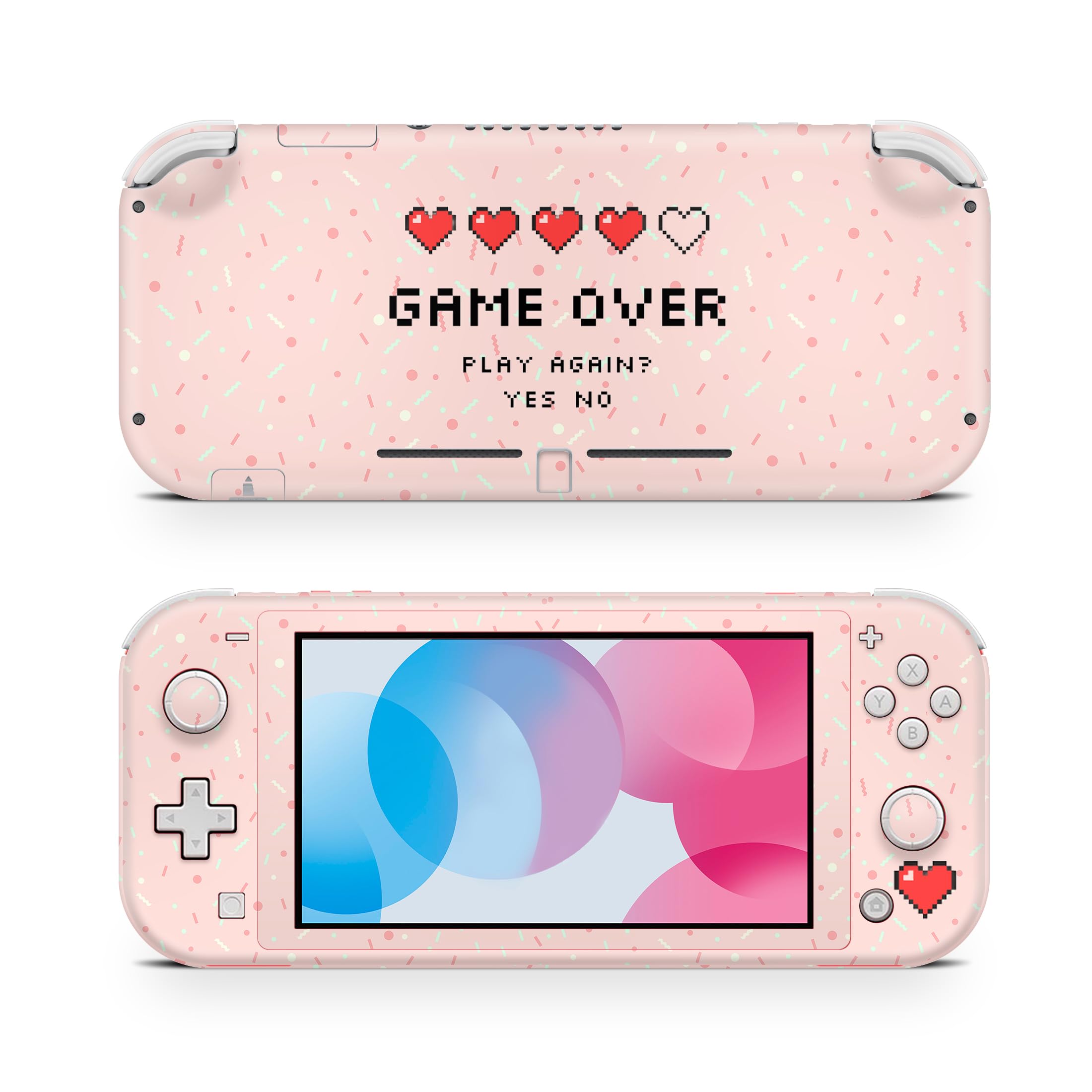ZOOMHITSKINS Nintendo Switch Lite Skins - Glitter Heart Over Pink Red Pastel Cute Design | 3M Vinyl Protective Cover | Durable & Perfect Fit | Easy to Install | Made in USA | Great for Gaming Protection & Personalization