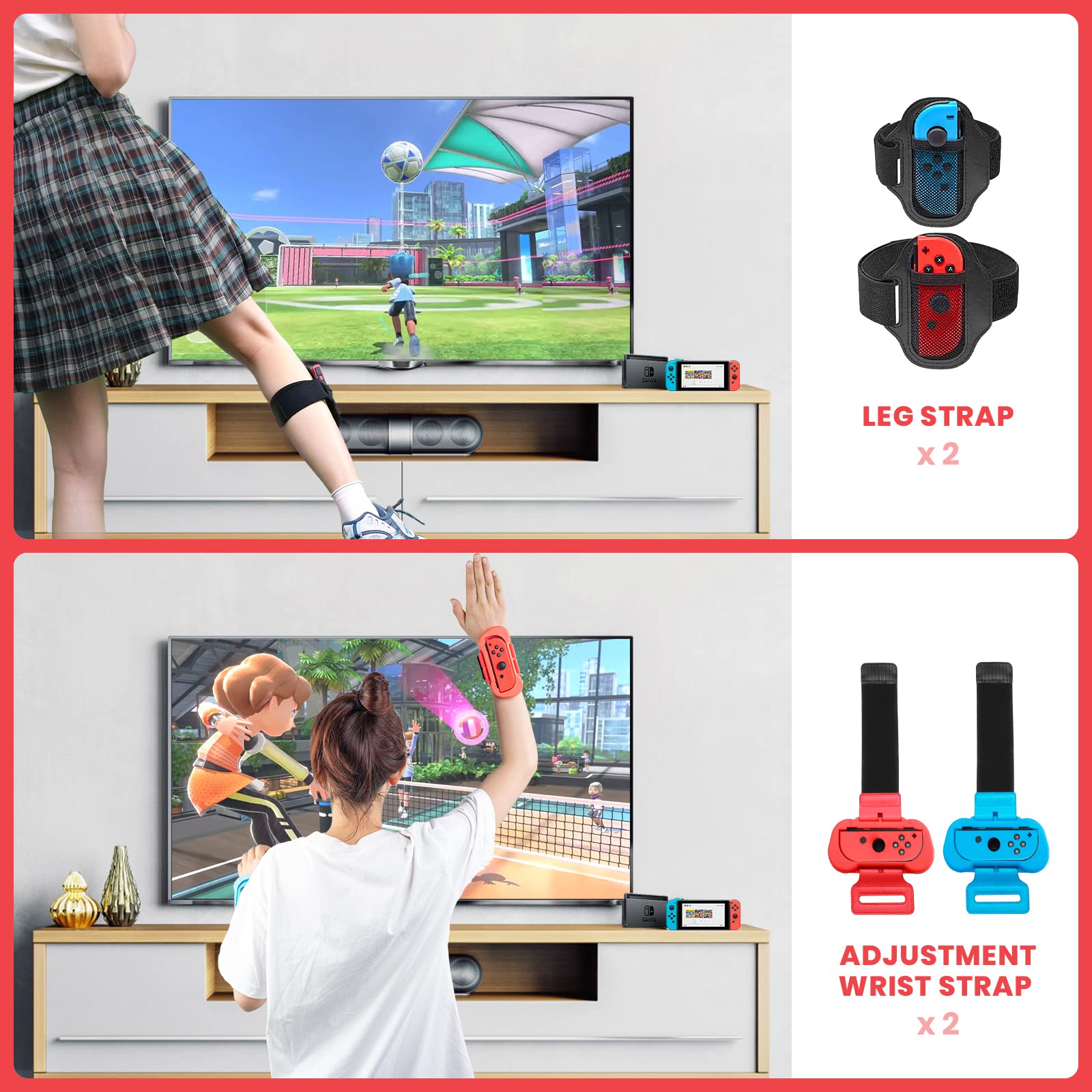 CODOGOY 18-in-1 Nintendo Switch Sports Accessories Bundle - Compatible with Switch & Switch OLED for Multiplayer Sports Games | Perfect for Family Game Nights & Party Entertainment