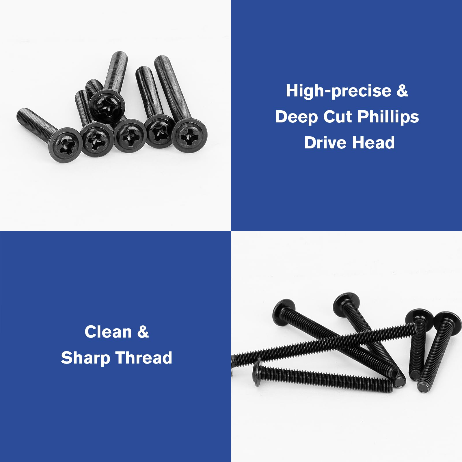 WELLOCKS Black Zinc Cabinet Screws Kit - 100 PCS M4 25-50mm for Drawer Handles Installation