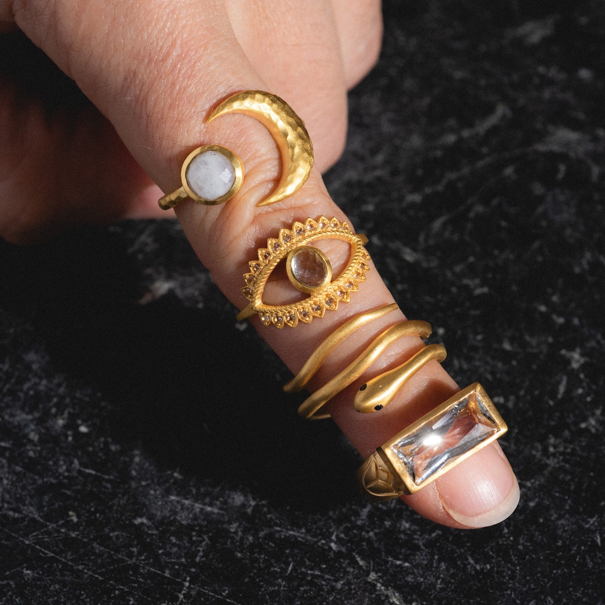 Black Spinel Snake Ring for Women - Elegant Gothic Jewelry for Halloween, Cosplay & Witchy Fashion | Unique Handmade Sterling Silver Statement Ring
