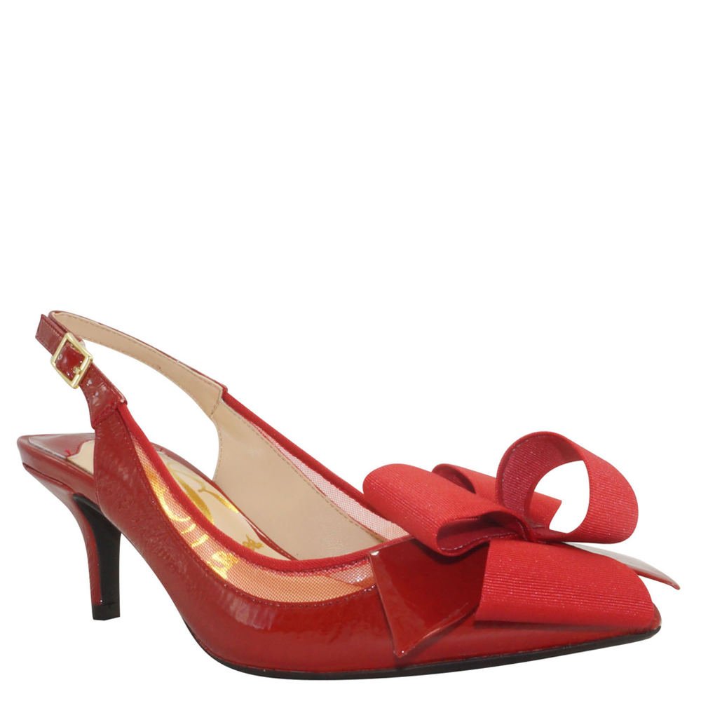 J.Renee Women's Garbi Red Leather Heels - Size 8 Wide Width (E) - Comfortable Dress Shoes for Work, Parties & Special Occasions