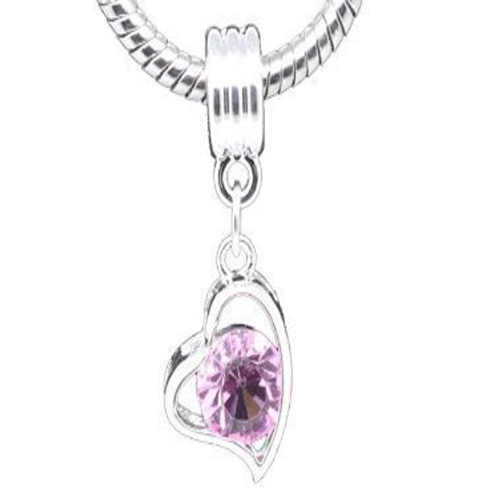 Sparkling Rhinestone Heart Dangle Charm for Snake Chain Bracelets - Elegant Jewelry for Parties, Date Nights & Special Occasions