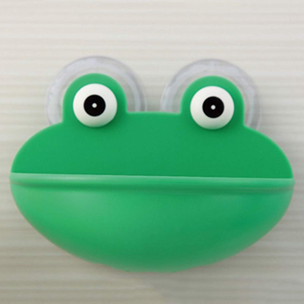 Frog-Shaped Soap Dish Holder with Suction Cups - Green Kitchen & Bathroom Soap Box Case - Perfect for Kids' Bathrooms, Farmhouse Decor, and Unique Gift Ideas