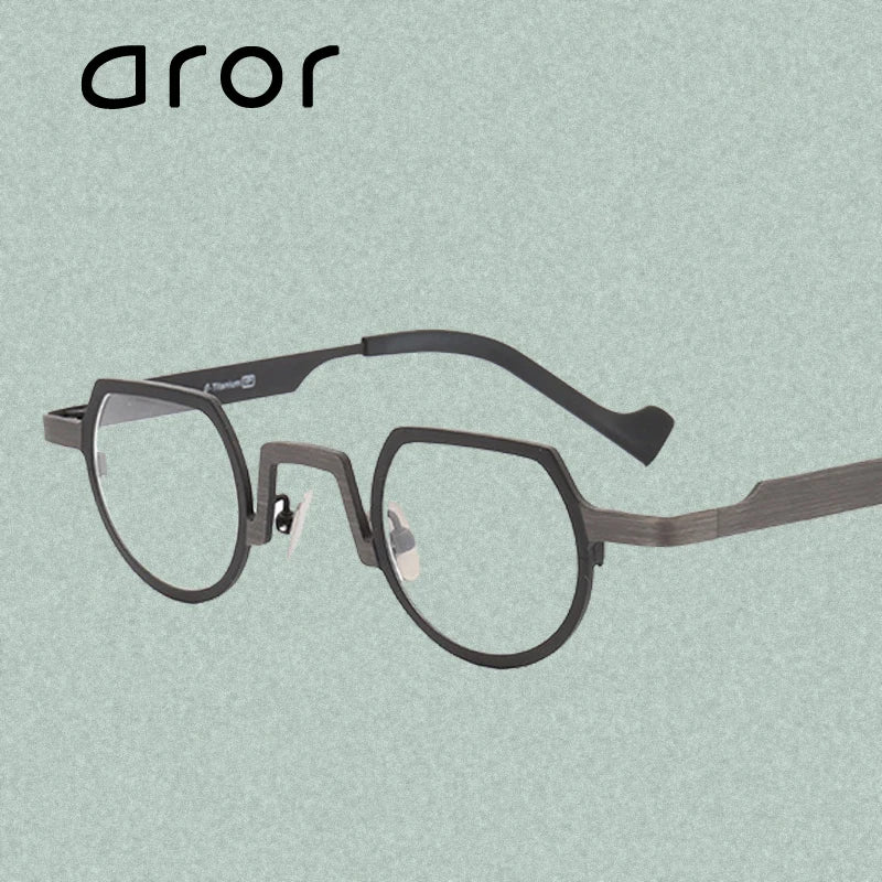 Aror Unisex Full Rim Flat Top Round Titanium Eyeglasses 47020 - Lightweight & Durable Titanium Frame for Men & Women - Perfect for Reading, Work & Everyday Wear