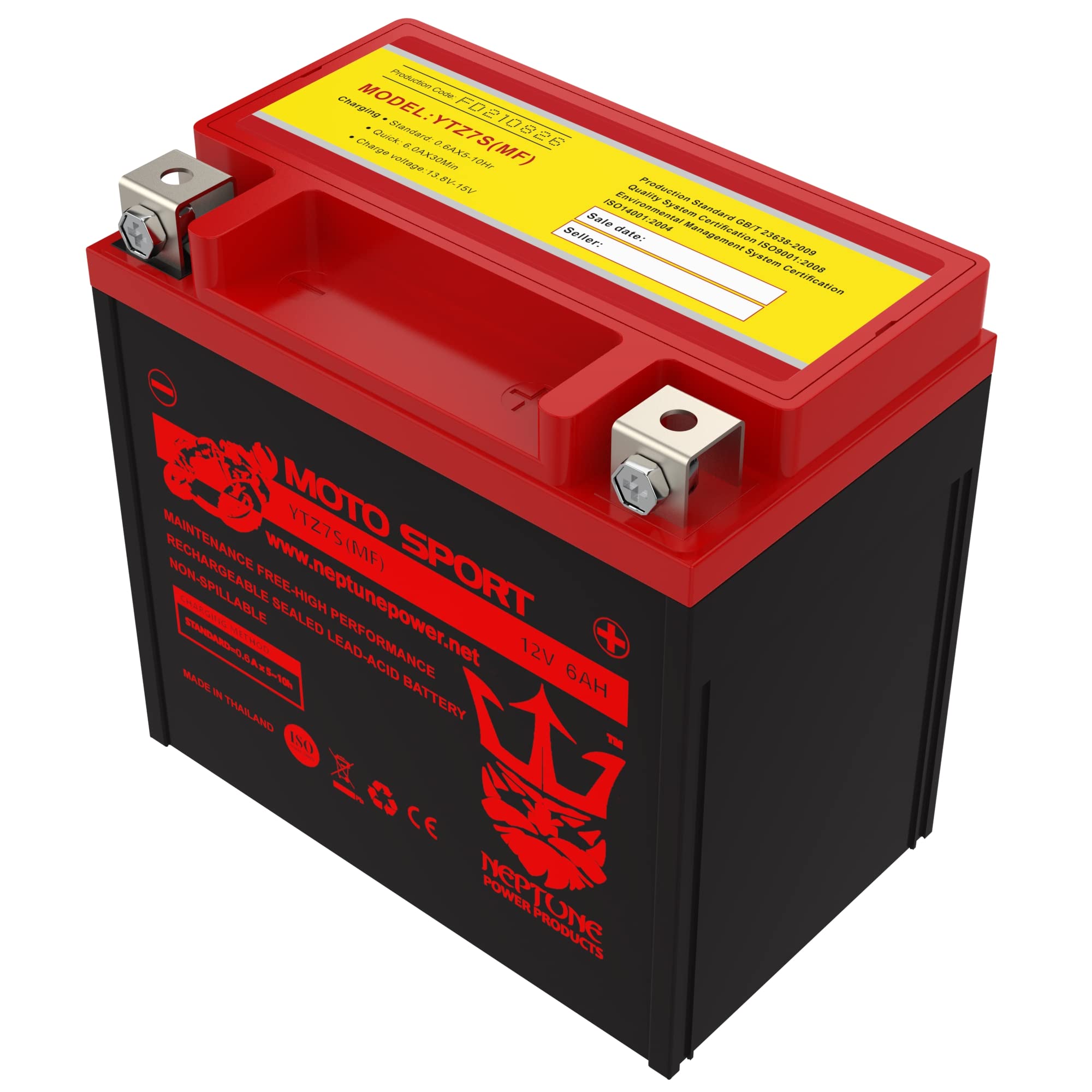 Neptune YTZ7S Replacement Battery for Power-Sonic PTZ7S - Maintenance Free Sealed Powersport Battery for Motorcycles, ATVs & Jet Skis - Reliable Starting Power in Extreme Conditions
