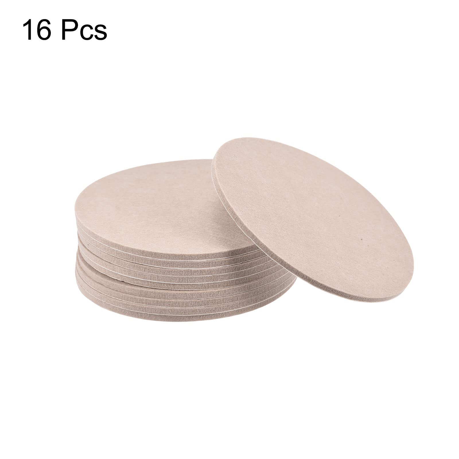 uxcell 150mm Self-Adhesive Non-Slip Felt Pads - 16 Pack Round Furniture Protectors for Cabinets, Chairs & Floors | Scratch-Resistant Floor Guards for Hardwood & Tile | Beige Felt Pads for Furniture Feet Protection