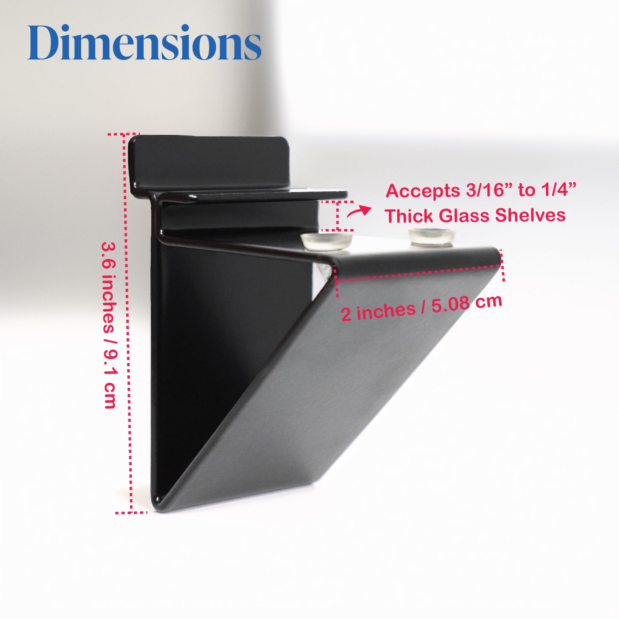 Slatwall Glass Shelf Brackets - 50 Pack Low Profile Black Supports for 12