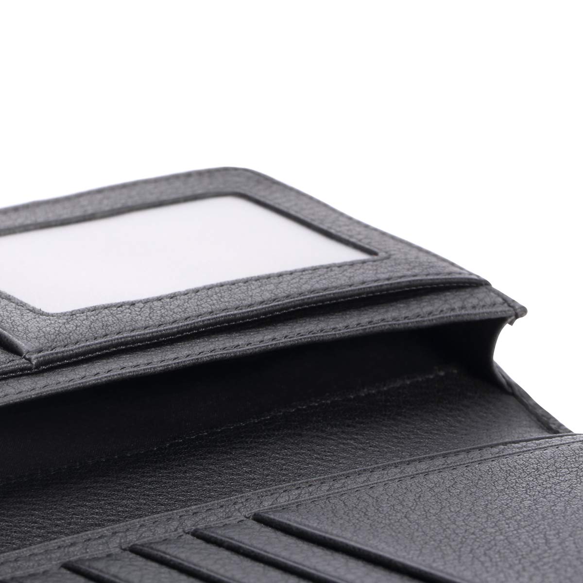 Premium HISCOW Bifold Long Wallet - 15 Credit Card Slots, RFID Blocking, Genuine Italian Calfskin Leather (Pebbled Black) - Perfect for Business, Travel & Everyday Use