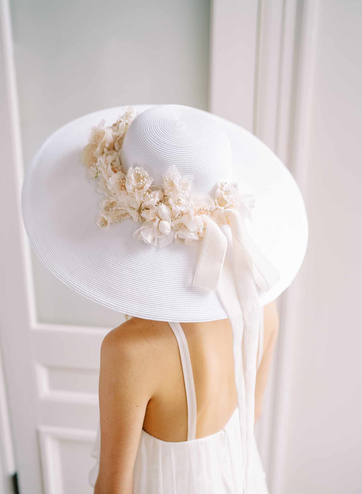 Elegant Floral Bridal Hat for Wedding - Style #2457 | Perfect for Bridal Showers, Garden Weddings & Boho Chic Looks