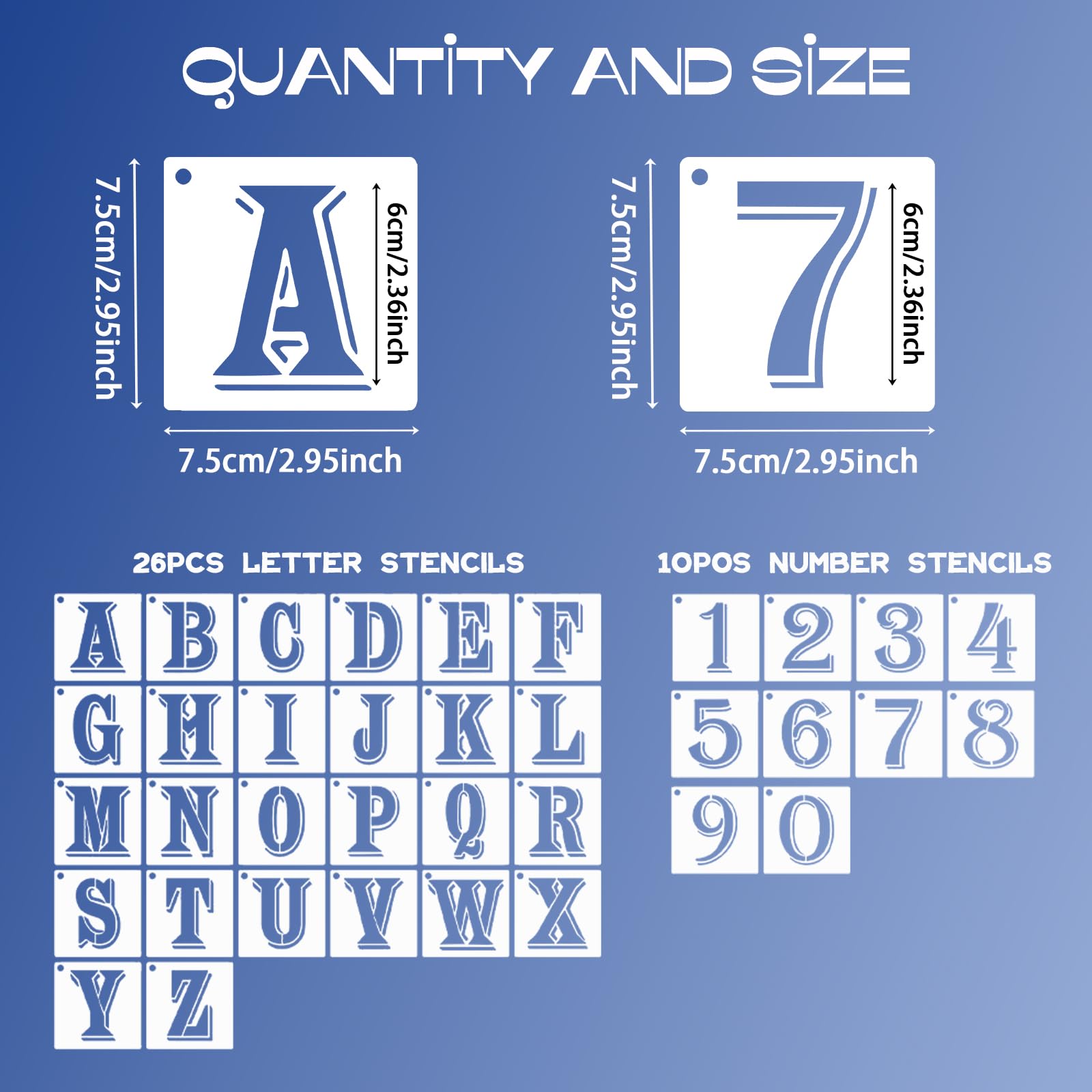 BLMHTWO 36-Piece 3-Inch Reusable Plastic Letter and Number Stencils Set - Alphabet, Numbers & Symbols for DIY Crafts, Scrapbooking, Painting on Wood, Walls, Rocks, Doors & Porches - Perfect for Home Decor, Sign Making & Art Projects