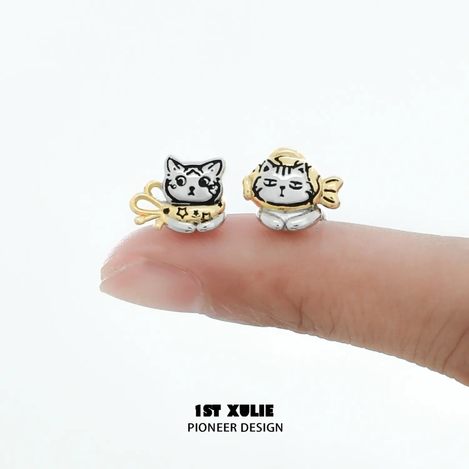 18K Platinum Plated Graffiti Kitten Ring - Trendy Cat Jewelry for Women - Perfect Gift for Cat Lovers, Birthday & Anniversary - Stylish Everyday Wear & Special Occasions