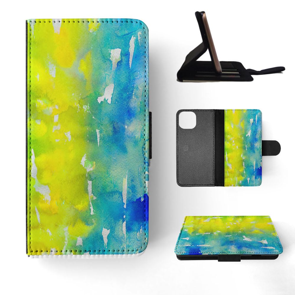 Blue Green Watercolor 63 FLIP Wallet Phone Case for Apple iPhone 15 - Slim Protective Cover with Card Holder & Kickstand | Perfect for Travel, Shopping & Everyday Use