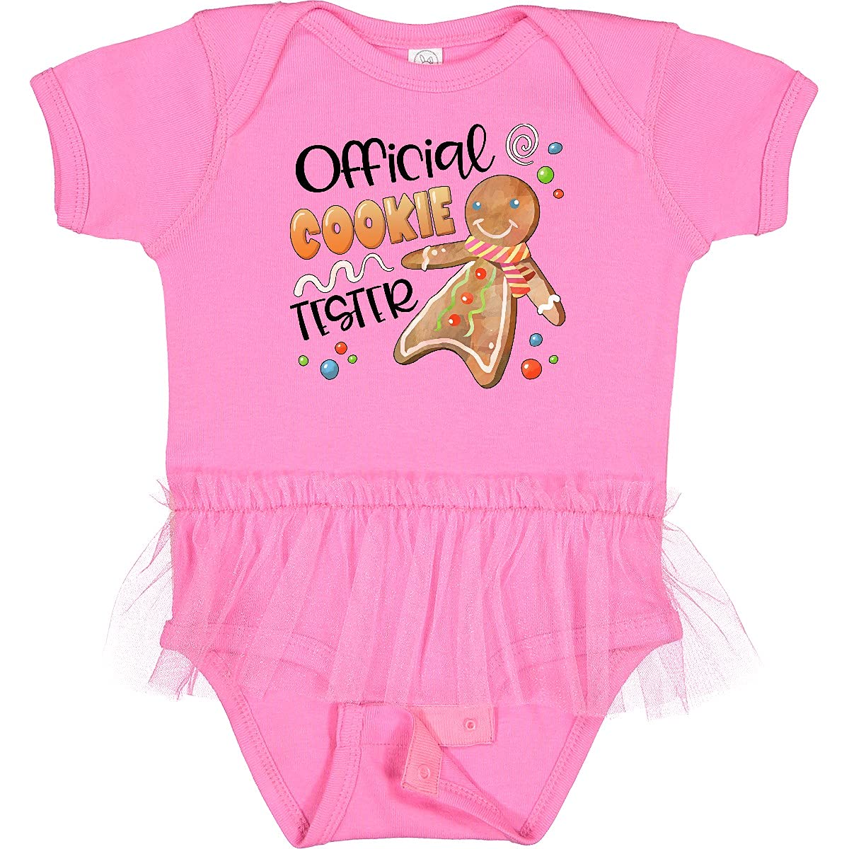 Inktastic Official Cookie Tester Cute Gingerbread Infant Tutu Bodysuit - Adorable Holiday Outfit for Baby Girls Christmas Photos & Family Gatherings