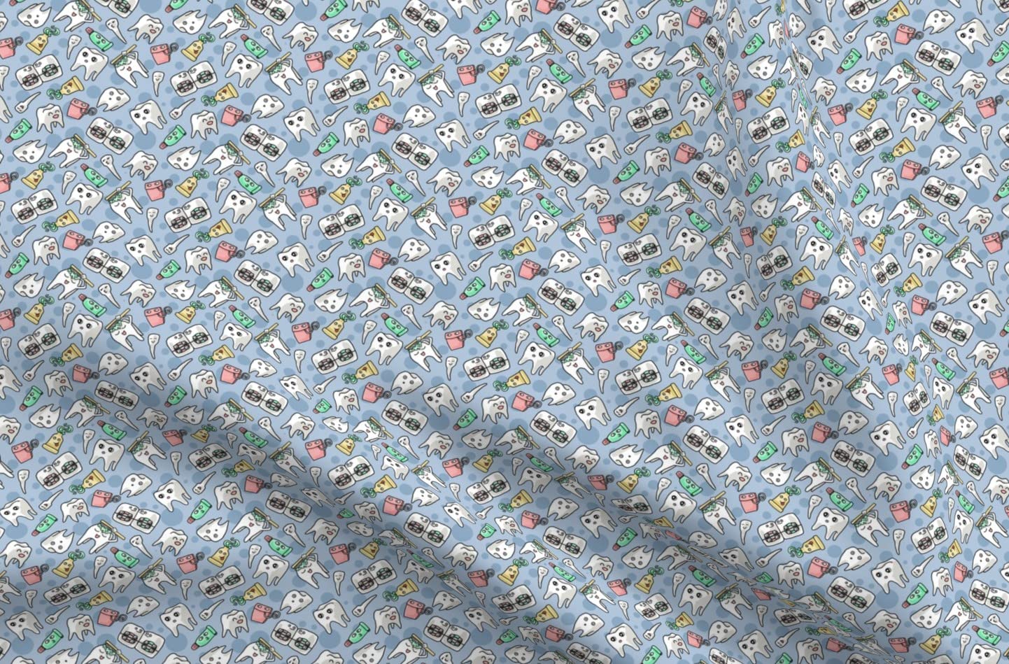 Funny Teeth Dentist Dental Tooth Printed Velvet Fabric by The Yard - Upholstery, Home Decor & Apparel Material - Perfect for DIY Projects, Costumes, and Unique Home Furnishings