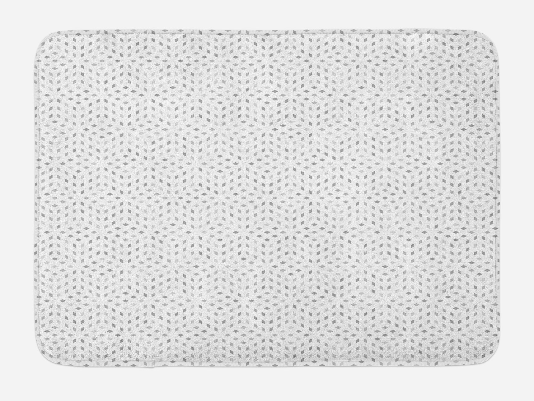 Ambesonne Non-Slip Plush Bath Mat - Futuristic Grey and White Optical Illusion Design, 30.2