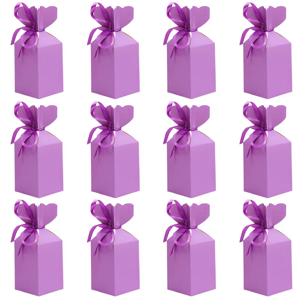 DOITOOL 25pcs Violet Wedding Candy Boxes - Elegant Candy Storage & Gift Boxes for Bridal Showers, Baby Showers, Birthday Parties and Special Events