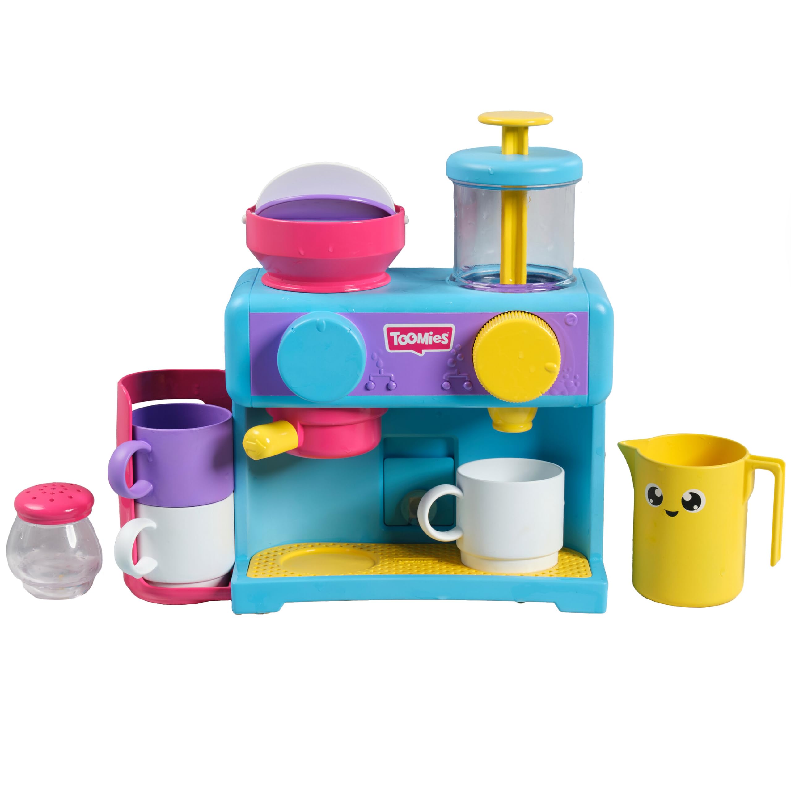 Toomies Bath Barista Pretend Play Cafe - Wall Mounted Bubble Bath Toy Kitchen Set for Toddlers 18+ Months - Includes 3 Cups, 1 Jug & 1 Shaker - Fun Pretend Coffee Shop & Kitchen Role Play for Boys & Girls - Perfect for Bathtime Play & Early Learning Development