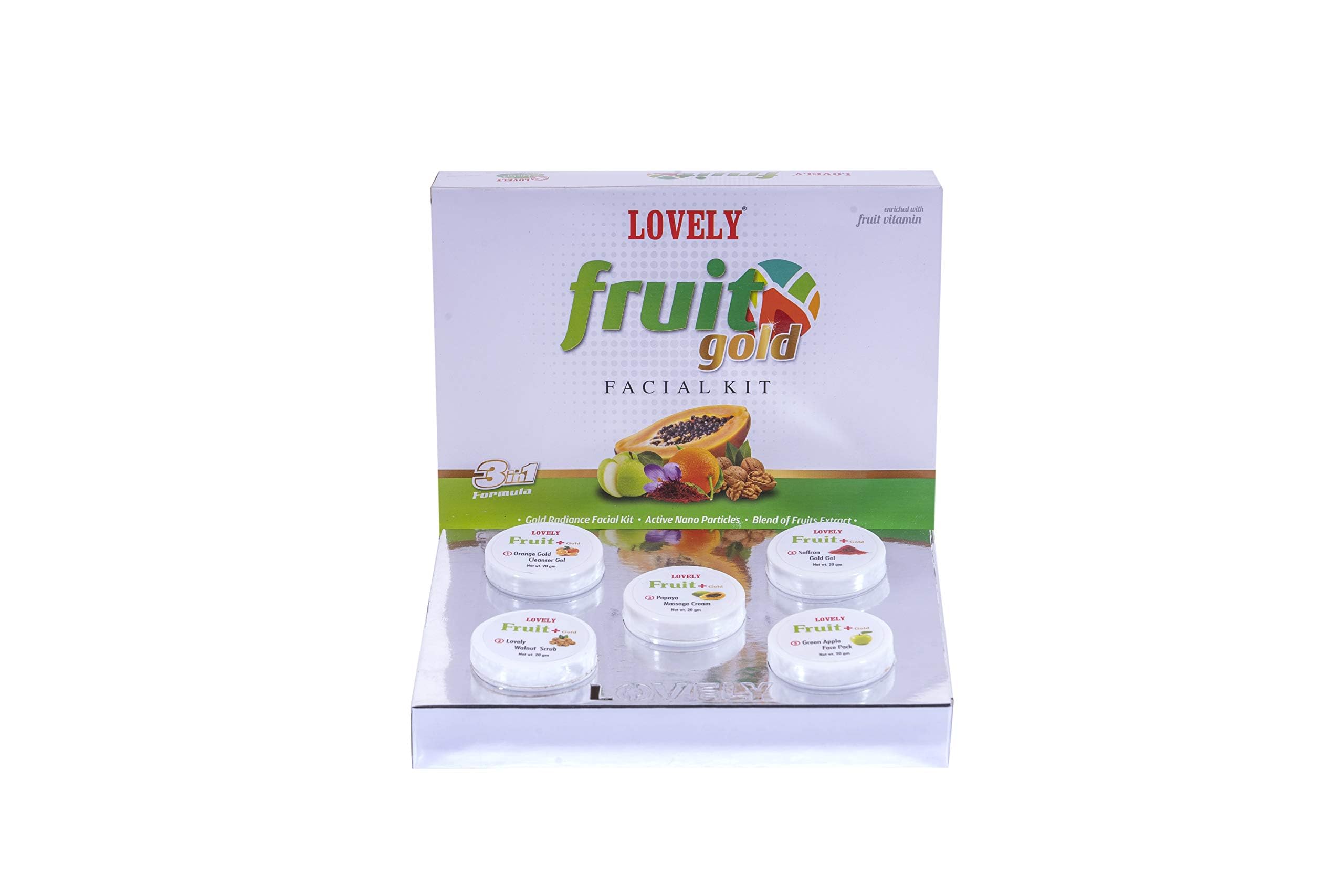 LOVELY Fruit & Gold Facial Kit with Fruit Vitamin & Extract - 100g | Hydrating & Brightening Skincare for Daily Glow | Perfect for Home Spa & Self-Care Routine