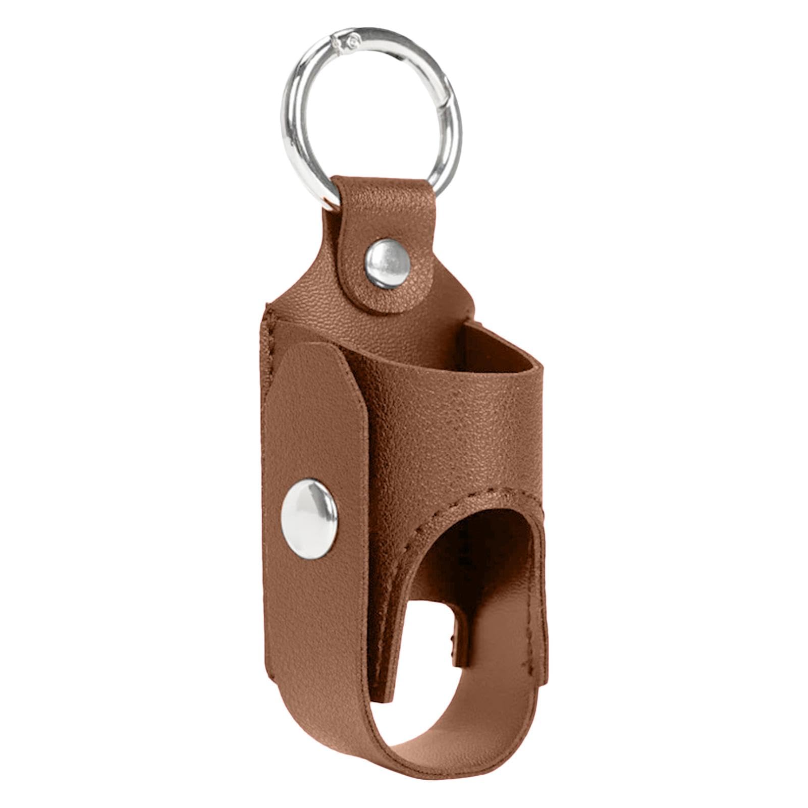 Portable Inhaler Holder Case - Keychain & Spacer Storage with Metal Buckle | Lightweight PU Leather Protective Cover for Asthma Inhalers | Perfect for Travel, School, Hiking & Daily Use (Brown)
