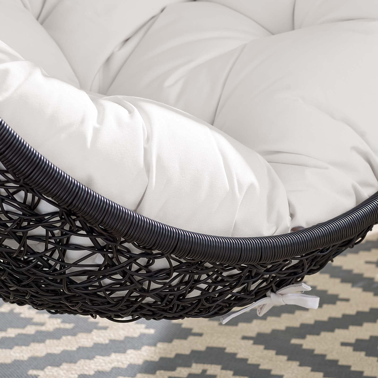 Modern Swing Lounge Chair - Black & White Outdoor Hanging Chair for Patio, Balcony, Cafe, Bistro, Garden & Hotel - Perfect for Relaxing, Lounging & Decorating Outdoor Spaces
