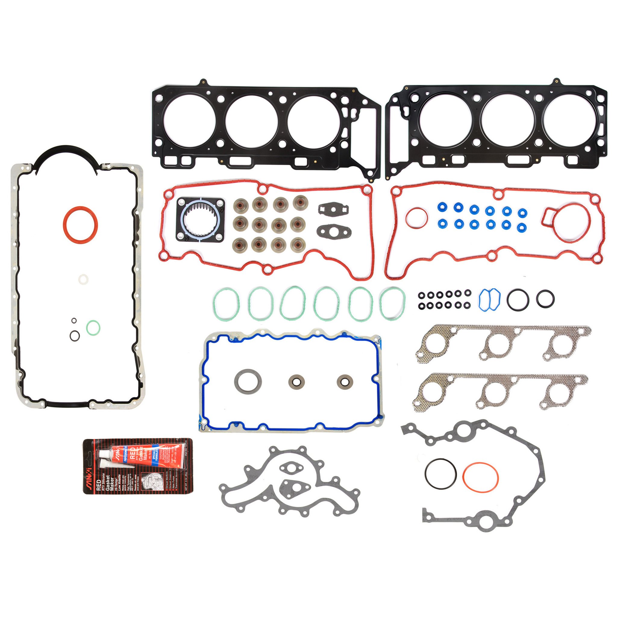 Full Gasket Set Compatible with 2004-2009 Ford Explorer, Ranger, Mazda B4000 & Mercury 4.0L SOHC Engines - Complete Engine Seal Kit for Valve Cover, Intake & Exhaust Manifold Gaskets - Perfect for Engine Rebuilds & Maintenance