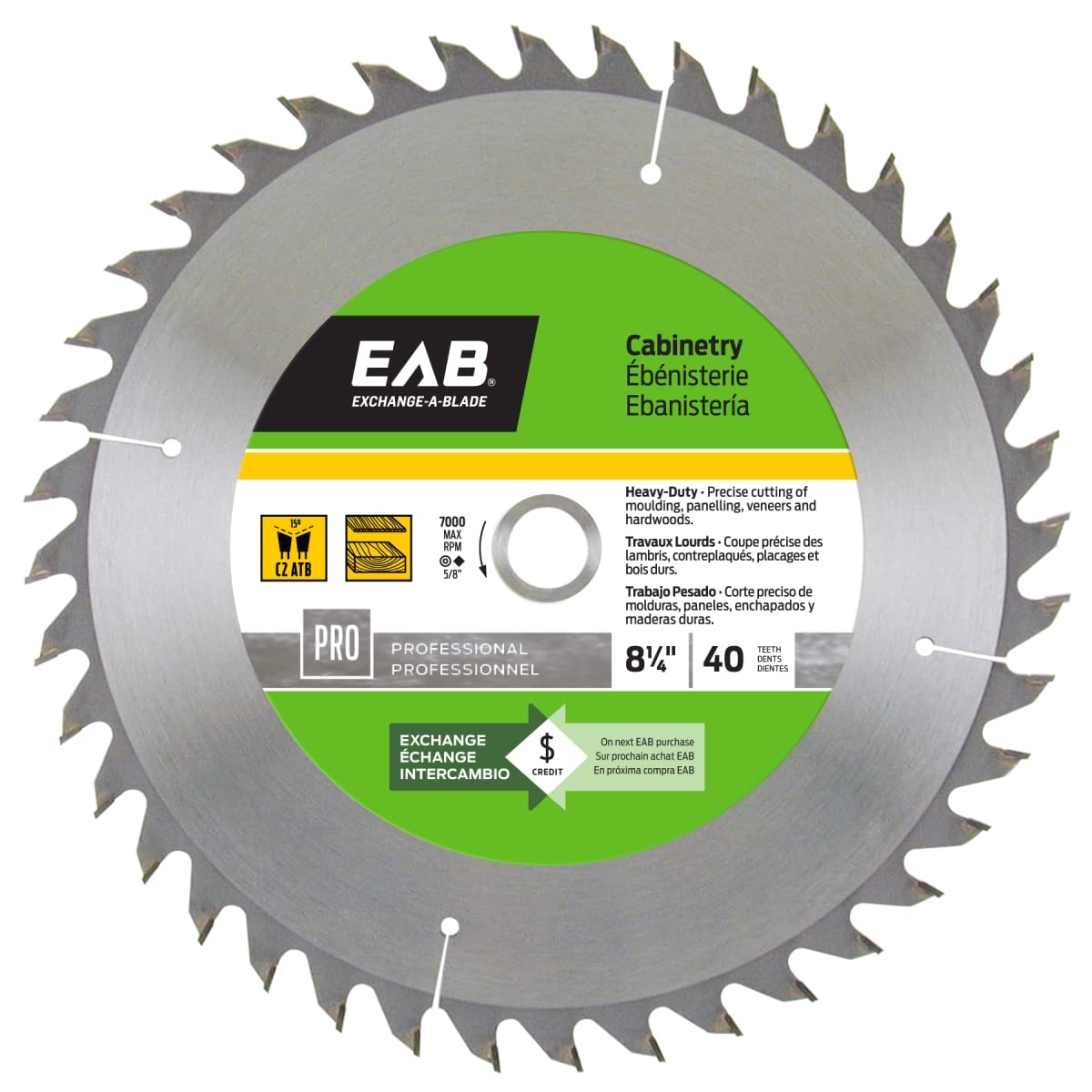8.25 Inch 40 Teeth Finishing Saw Blade for Cabinetry - Professional Grade, Recyclable & Replaceable - Perfect for Woodworking, Trim Work, and DIY Projects