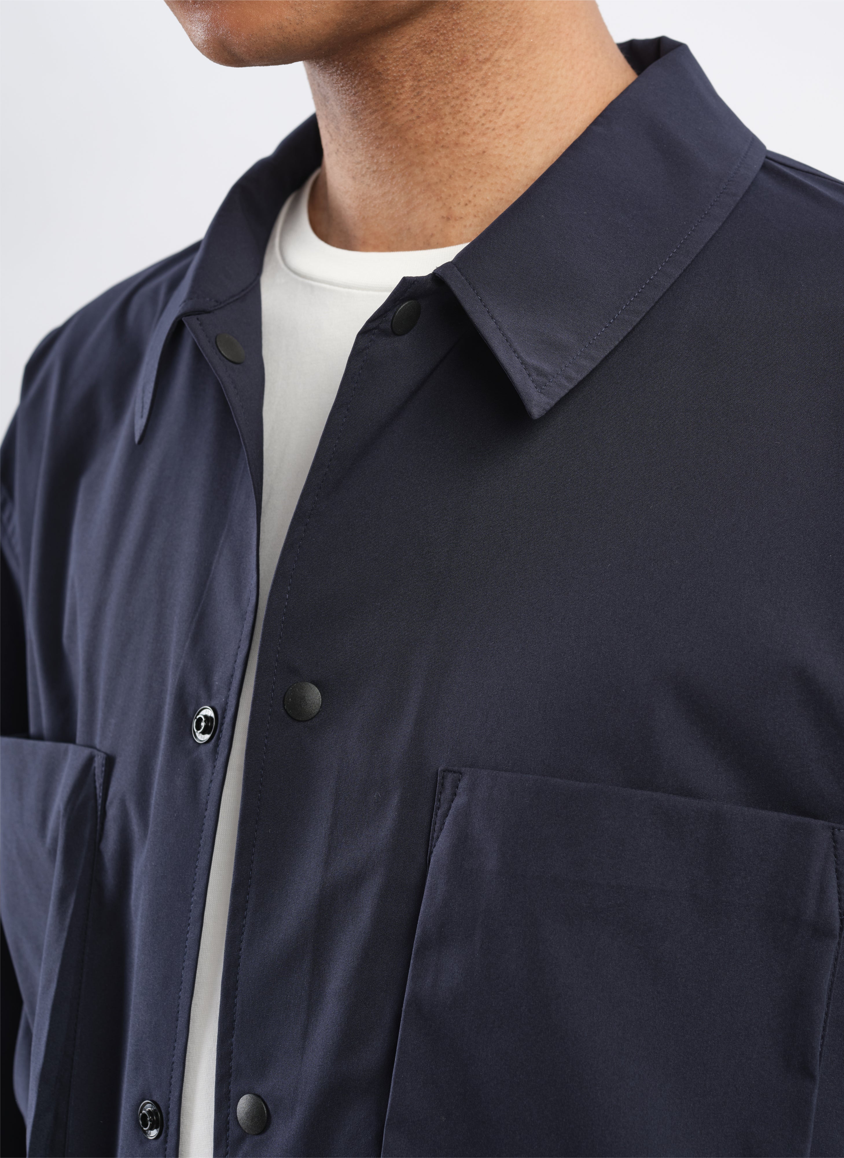 Minotech Snap Button Pocket Open Collar Shirt for Men - Casual Office Wear & Outdoor Activities