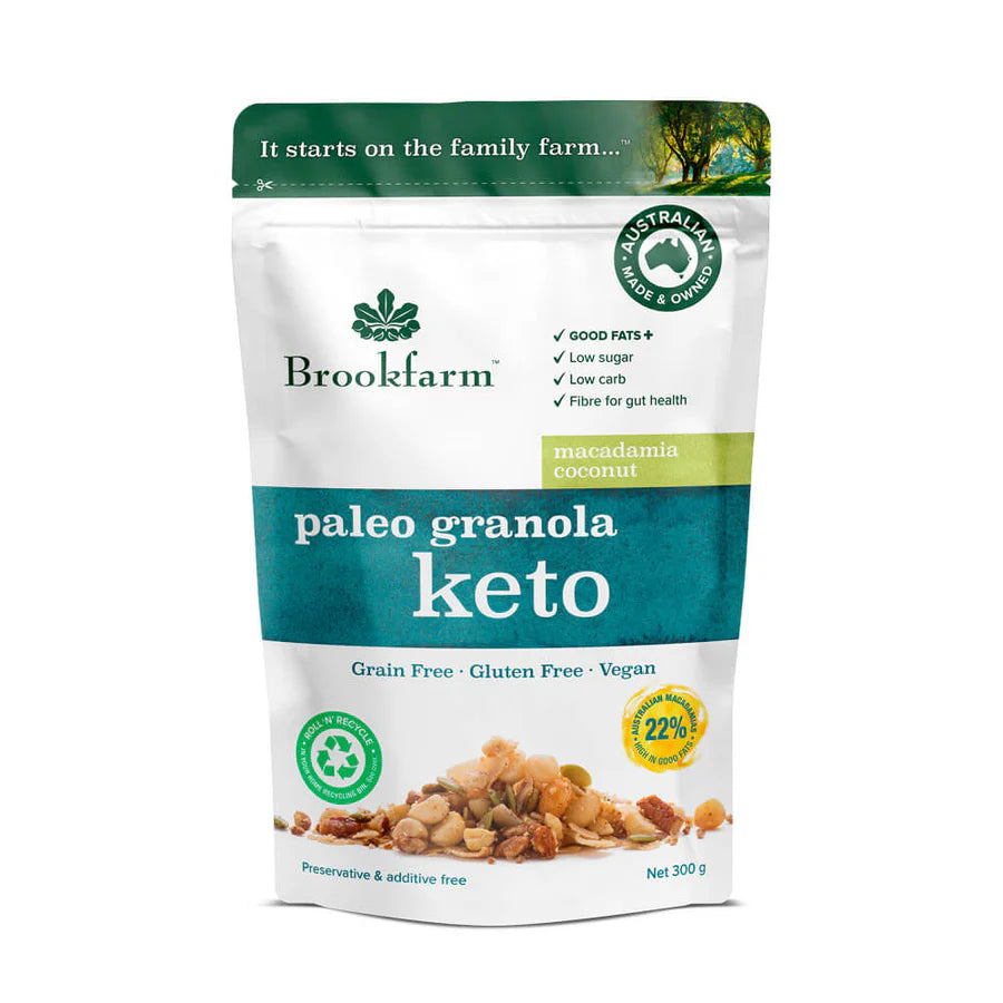Brookfarm Keto Paleo Granola 300g - Low Carb, Gluten Free, High Protein Breakfast Cereal - Perfect for Keto Diet, Healthy Snacking & On-the-Go Energy Boost