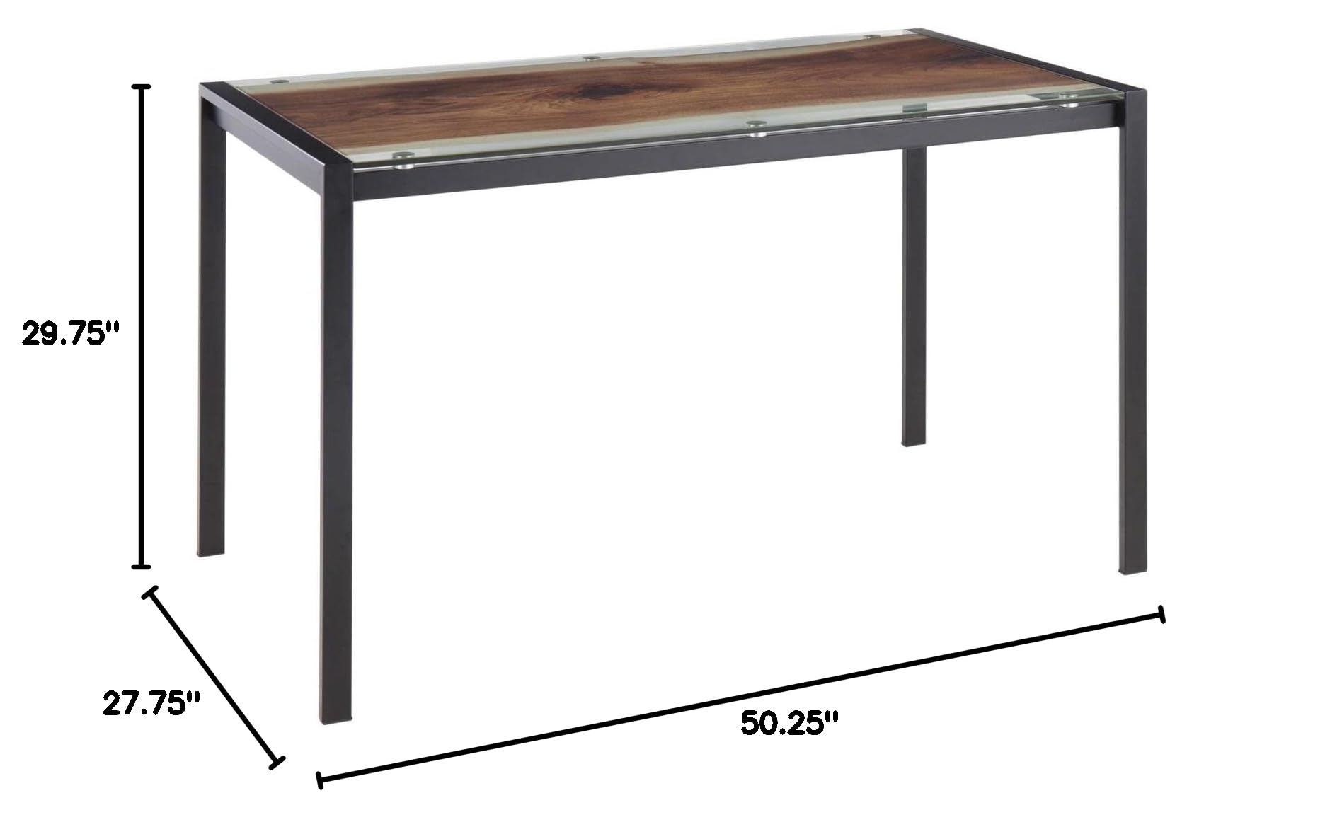 LumiSource Live Edge Dining Table - 6 Person Small Rectangle Kitchen Table for Breakfast Nook & Compact Spaces | Rustic Wooden Dinette Set for Apartments & Cozy Homes