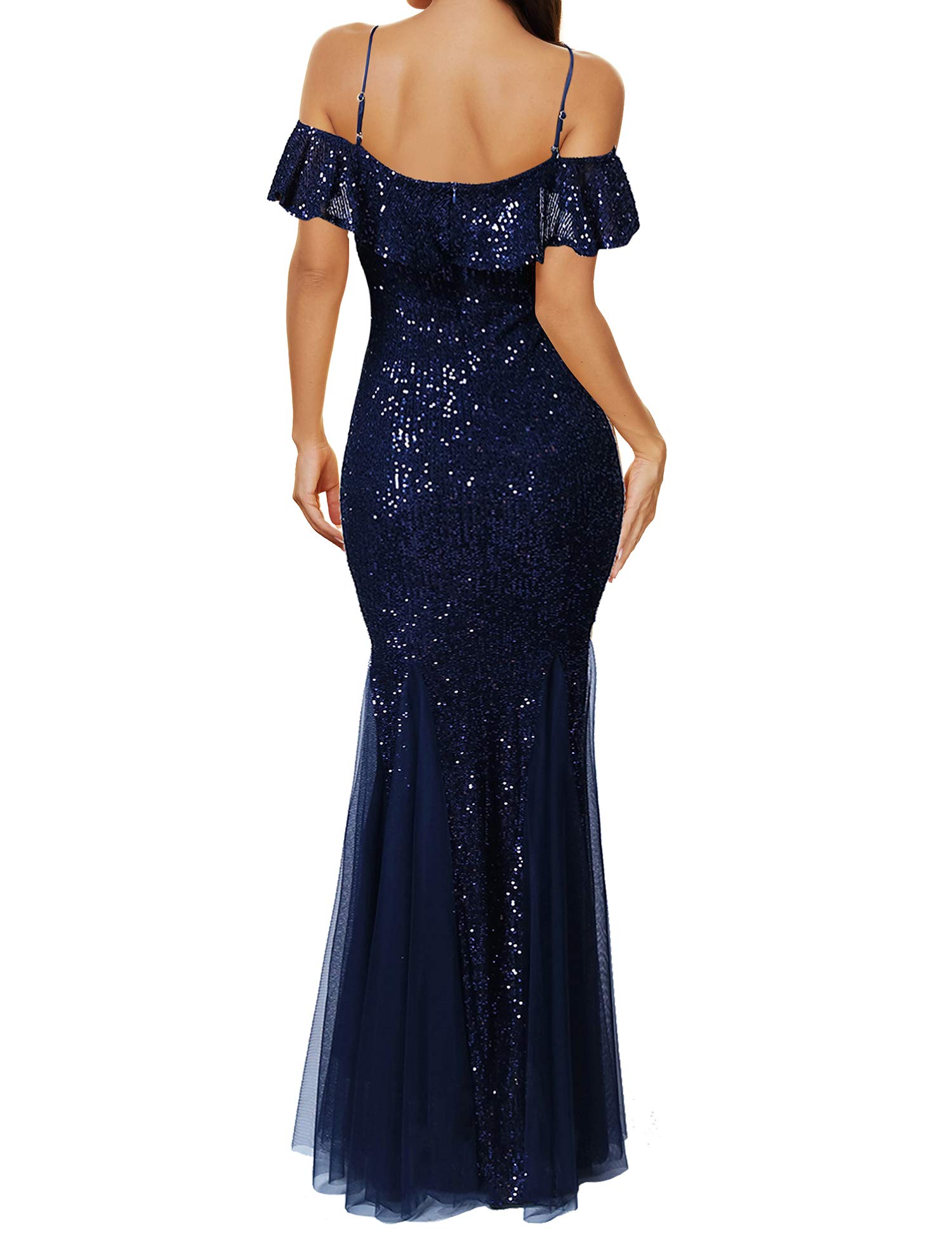 Elegant Women's Spaghetti Strap High Waist Sequined Maxi Dress for Formal Evening Gowns | Prom, Wedding Guest, Cocktail Party & Special Occasions