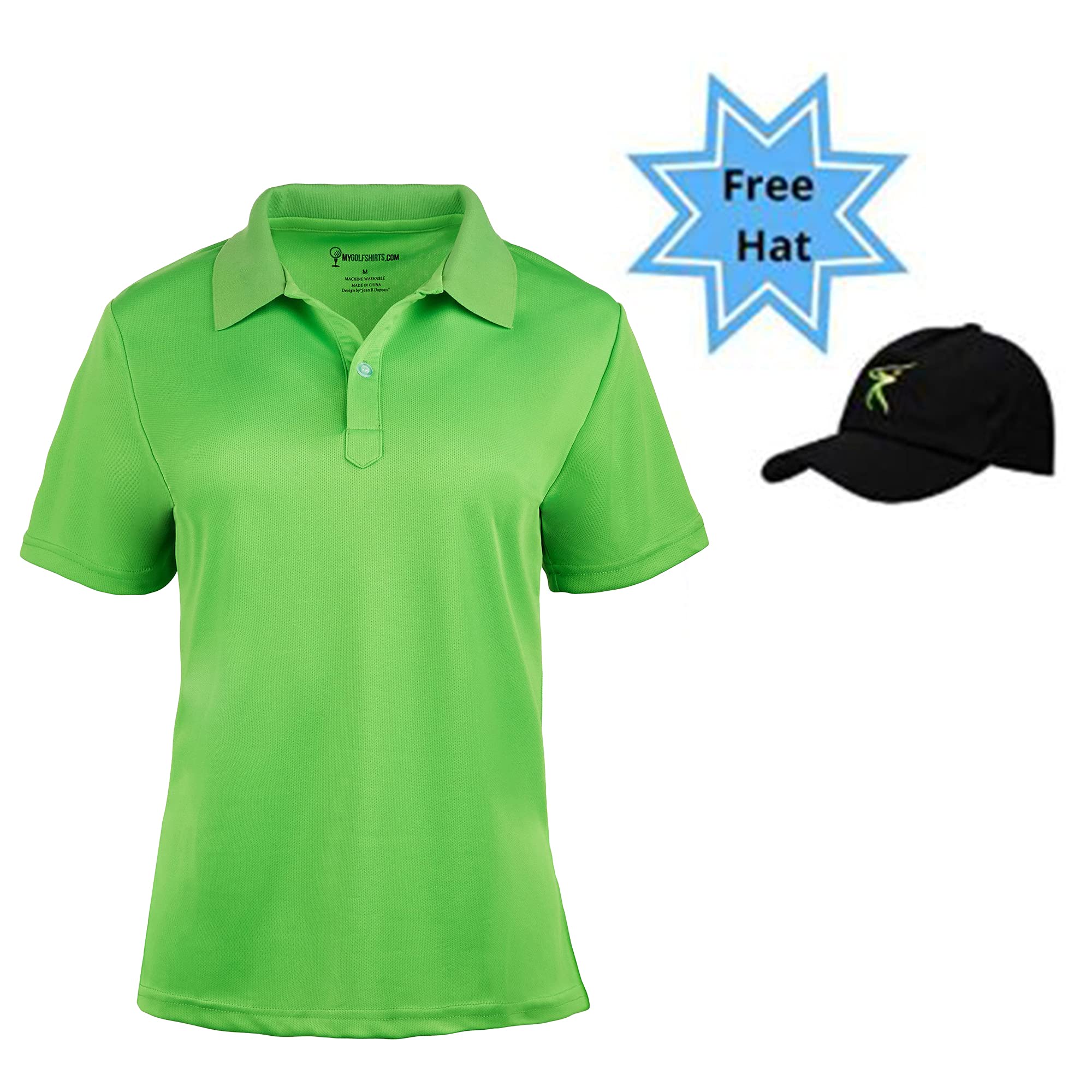 Comfortable French Cut Short Sleeve Women's Golf T-Shirt with Free Hat - Breathable Performance Top for Golfing, Tennis & Outdoor Sports