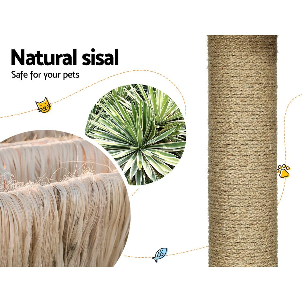 138cm Modern Rattan Cat Tower with Scratching Post & Condo - Multi-Level Cat Tree for Indoor Cats - Perfect for Play, Rest & Climbing in Home or Office