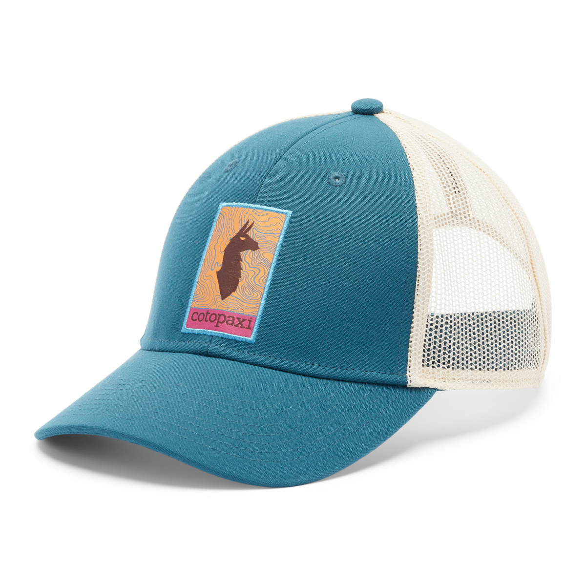 Cotopaxi Llama Map Trucker Hat - Adjustable Unisex Baseball Cap for Outdoor Adventures, Hiking & Travel - Stylish Sun Protection for Men & Women