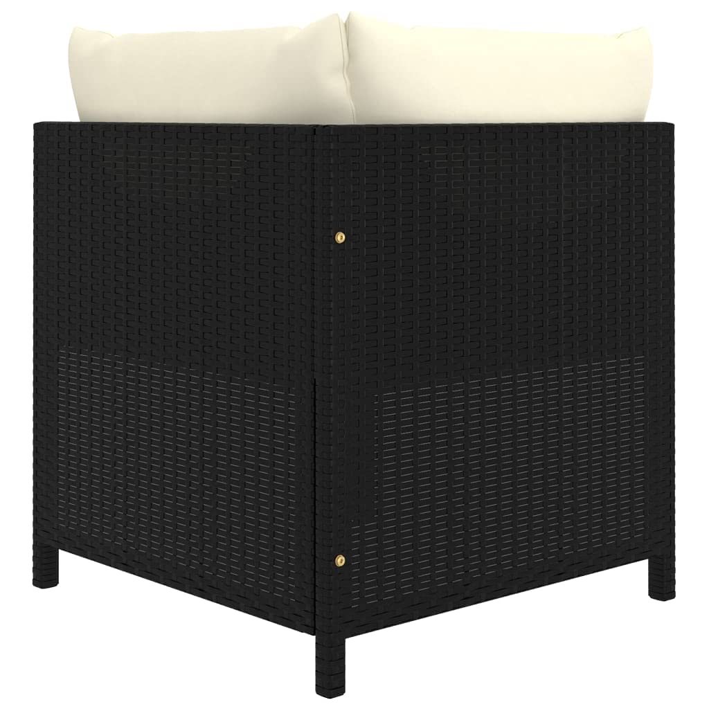 Outdoor Corner Sofa Set with Thick Cushions - Black Poly Rattan Patio Furniture for Garden, Backyard, Porch | Perfect for Relaxing & Entertaining Outdoors