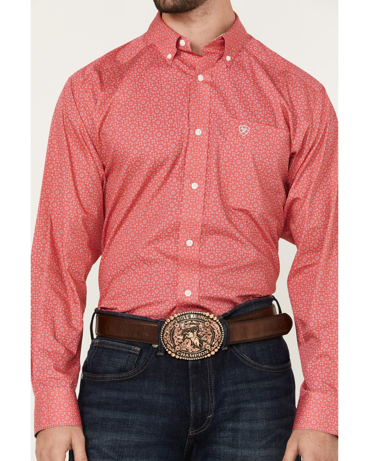 ARIAT Men's Wrinkle Free Brennan Classic Fit Button Down Shirt - Comfortable Long Sleeve Casual Work & Office Wear