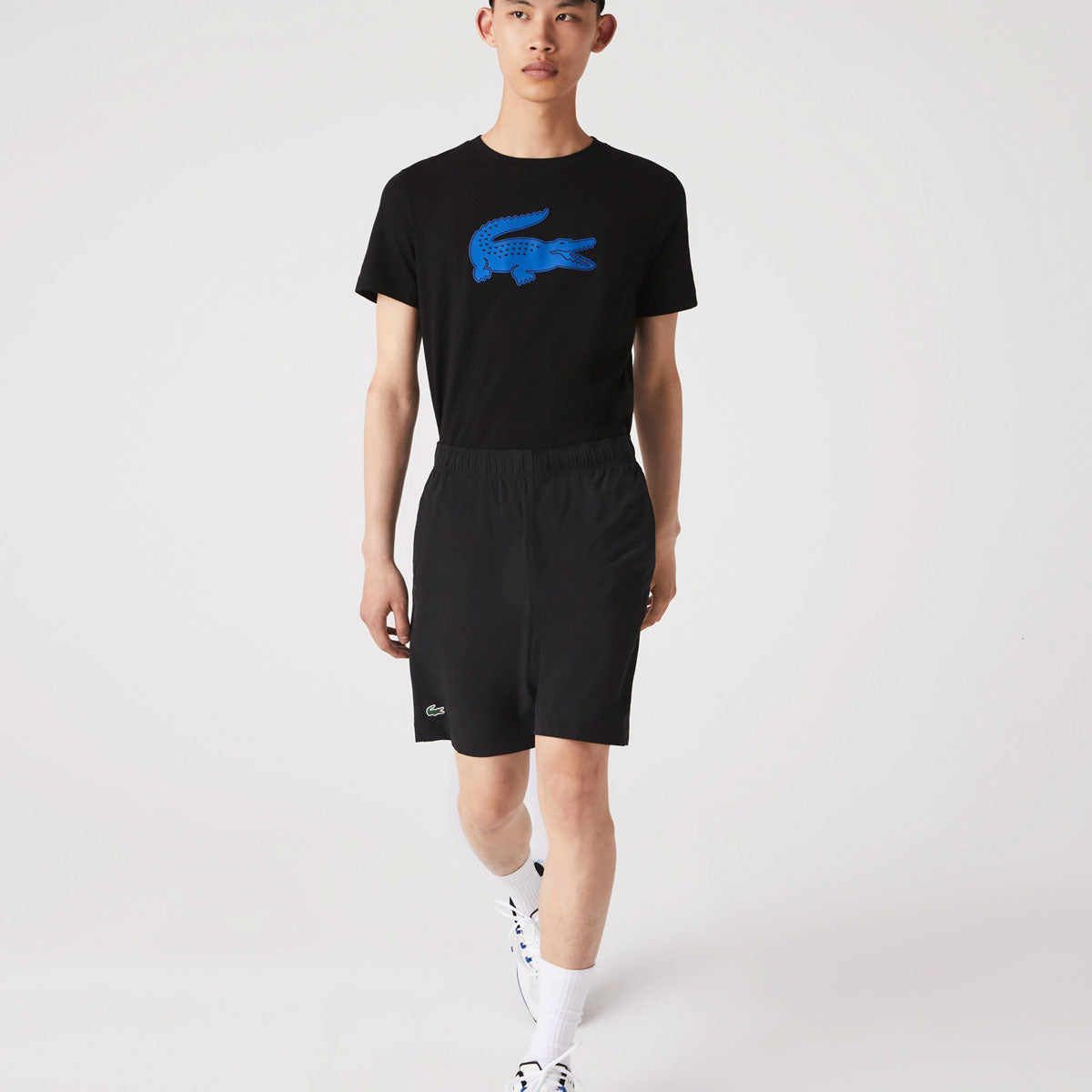 Lacoste Men's Ultra Light 8-Inch Shorts - Black & White | Breathable Quick-Dry Casual Athletic Shorts for Running, Gym, and Summer Outdoor Activities