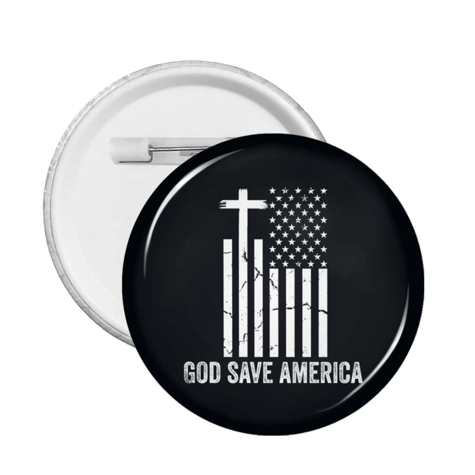 God Save America Button Pins - Round Badges for Men & Women - 1PC for Jackets & Bags
