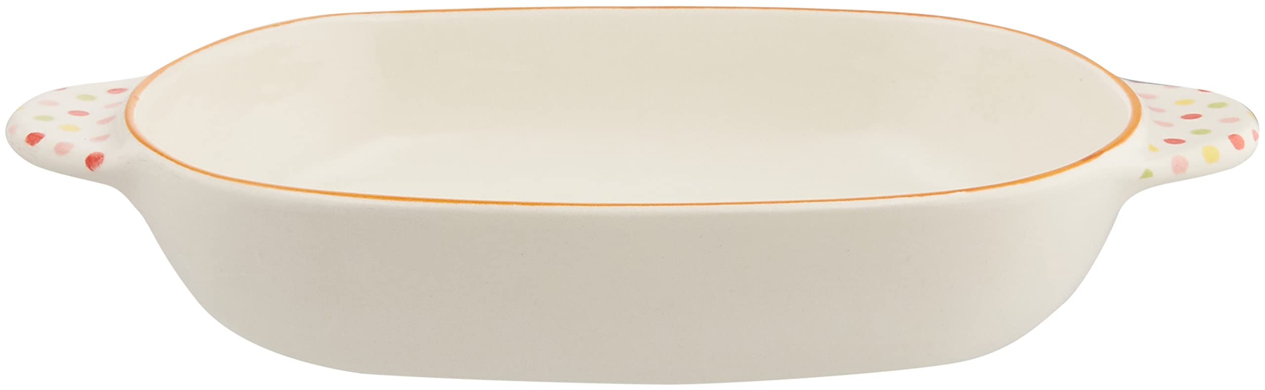 Banko Ware 13289 Microwave & Oven Safe Japanese Ceramic Gratin Dish - Polka Dot Orange Design for Baking, Serving & Reheating | Perfect for Casseroles, Lasagna & Meal Prep