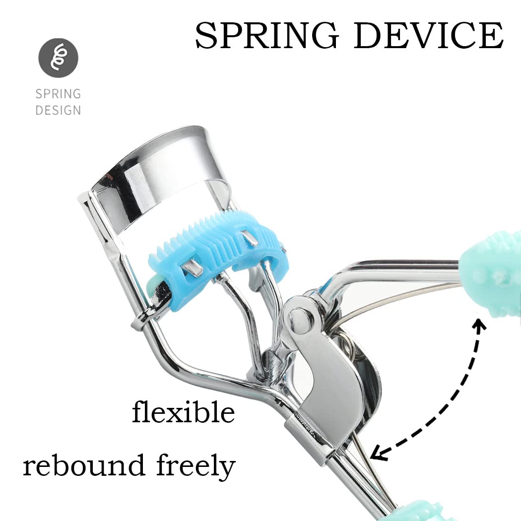 Professional Eyelash Curler with Comb & 4 Silicone Refill Pads - Portable Lash Curling Tool for Natural Volume (2 Green) | Perfect for Home Makeup, Travel & Salon Use