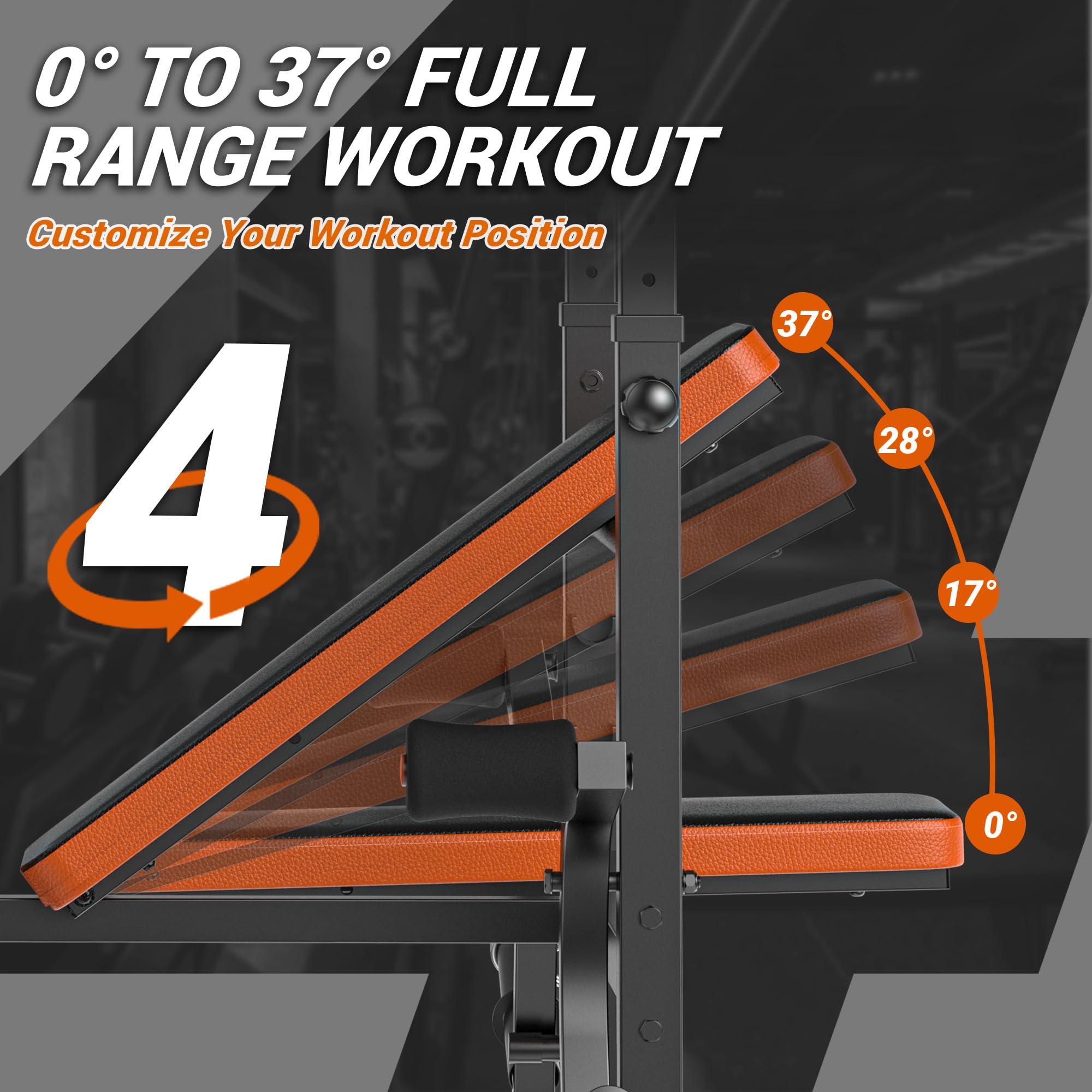 XDDIAS 770LBS Adjustable Weight Bench Set - 6-in-1 Olympic Home Gym Equipment with Leg Extension, Rack & Preacher Pad - Flat/Incline Bench Press for Strength Training - Perfect for Home Workouts & Weight Lifting Exercises