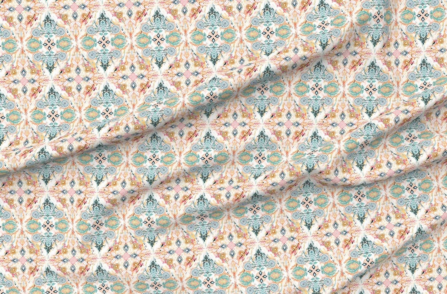 Spring Small Print Bohemian Diamond Boho Doodle Pastels Velvet Upholstery Fabric by The Yard - Home Decor, Apparel & DIY Projects | Spoonflower Premium Fabric for Curtains, Pillows & Clothing