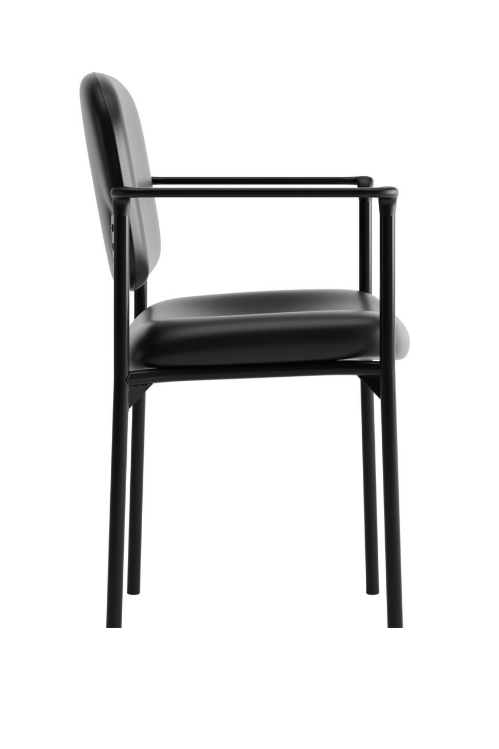 HON Scatter Stacking Black Bonded Leather Guest Chair with Fixed Arms - Comfortable Office Seating for Conference Rooms, Waiting Areas & Reception Spaces