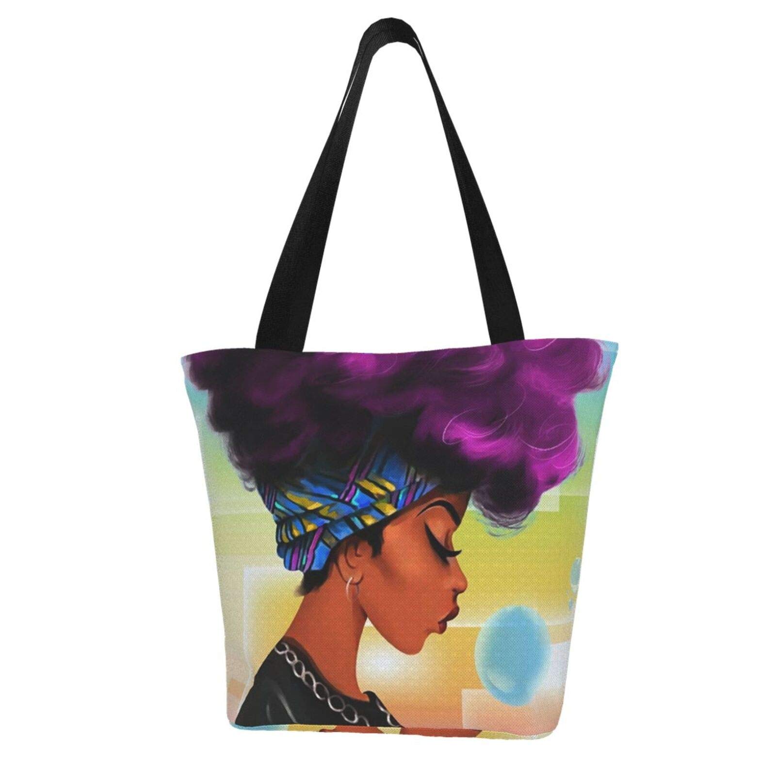 African Print Pillow Covers & Extra Large Canvas Tote Bag - Boho Women's Shoulder Bag for Gym, Beach, Travel, Weekender & Shopping | Decorative African American Home Accessories